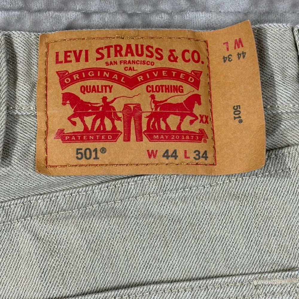Levi's 501 Original Fit Jeans Beige Cone Denim Button Fly Mens W44 L34‎